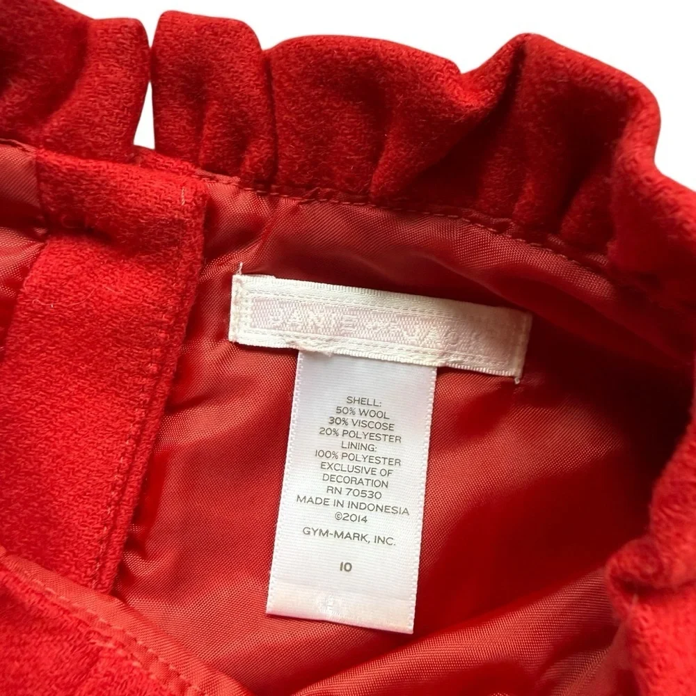 Janie and Jack Dress Girls Size 10 Red Purple Colorblock Mock Neck Pockets Wool